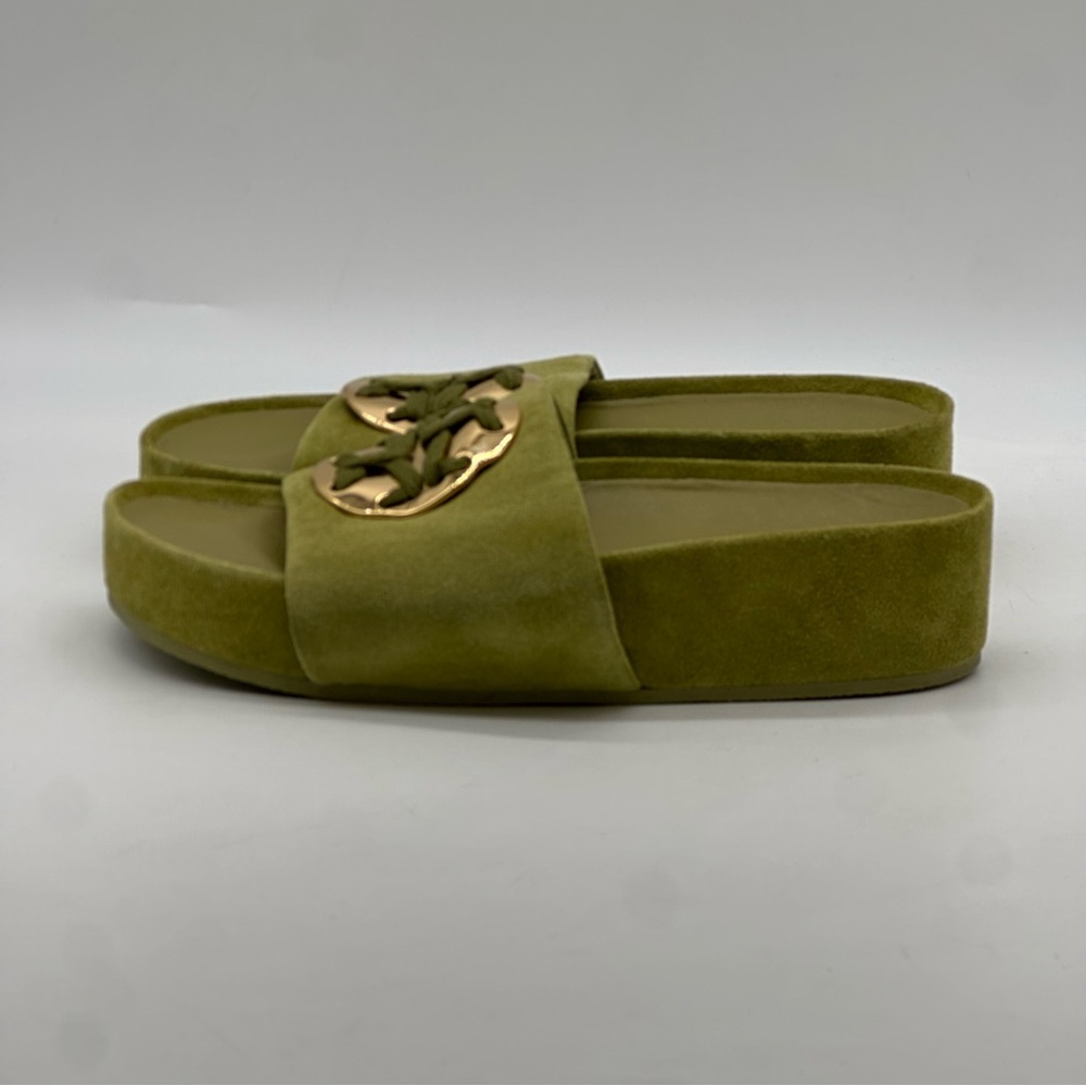 Tory Burch Woven Double T Suede Platform Sandals. Size 9 - Picture 5 of 10